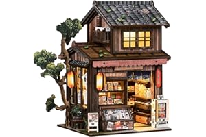 Book Nook,DIY Nook Tales,3D Wooden Puzzles for Adults,Miniature Dollhouse Kit,Japanese Style Cozy Corner Grocery Store Booksh