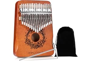 LAVCUS Kalimba-17 Key Thumb Piano,Exquisite Mahogany Wood Portable Kalimba,Tune Hammer and Study Instruction,Musical Gifts for Music lovers Adults Kids(Modern Brown)