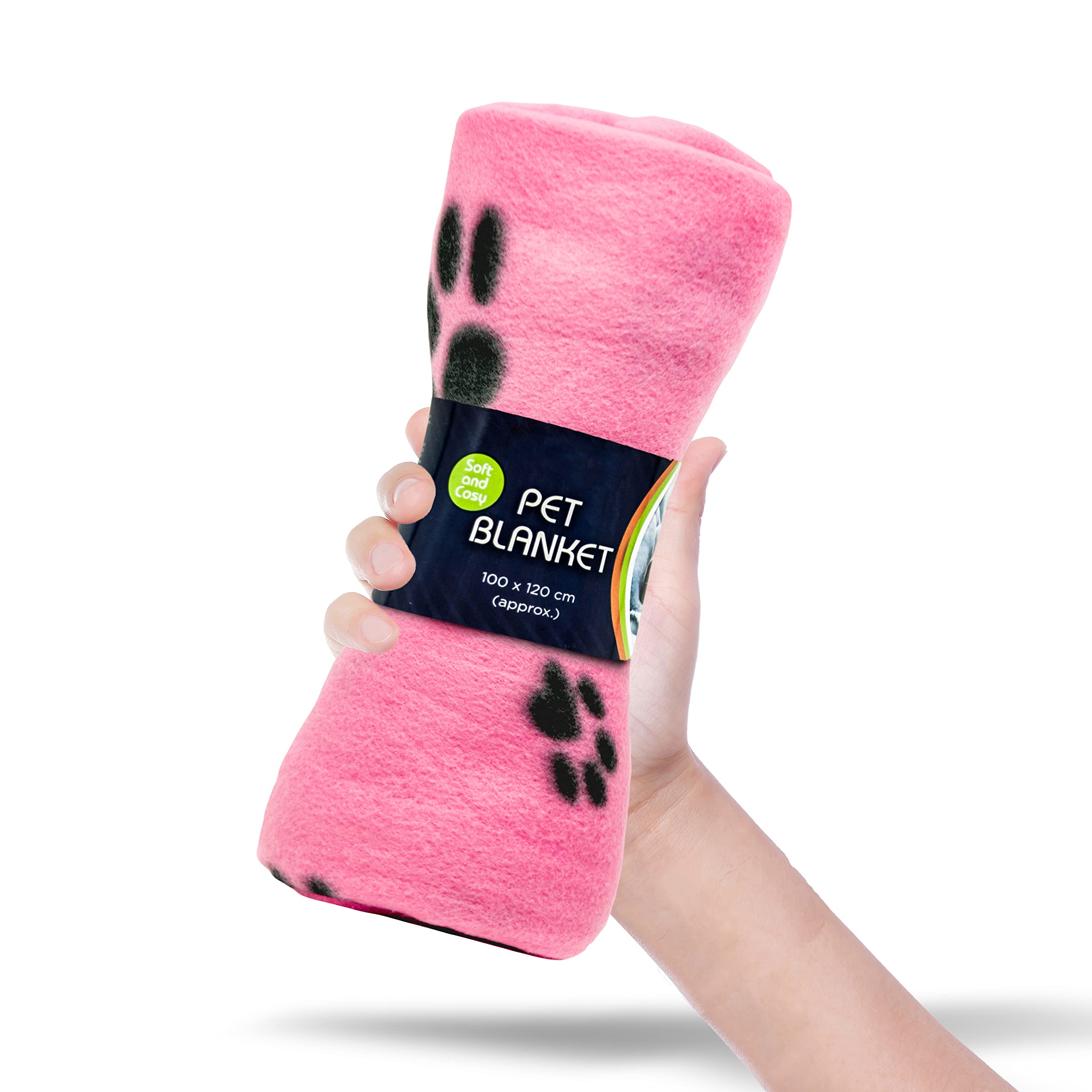 Petopedia Soft Warm Dog Fleece Animal Pet Blankets with Paw Prints – Cat, Puppy & Dog Blankets Washable Bed Travel (Pink, 100cm X 120cm (Pack of 1))