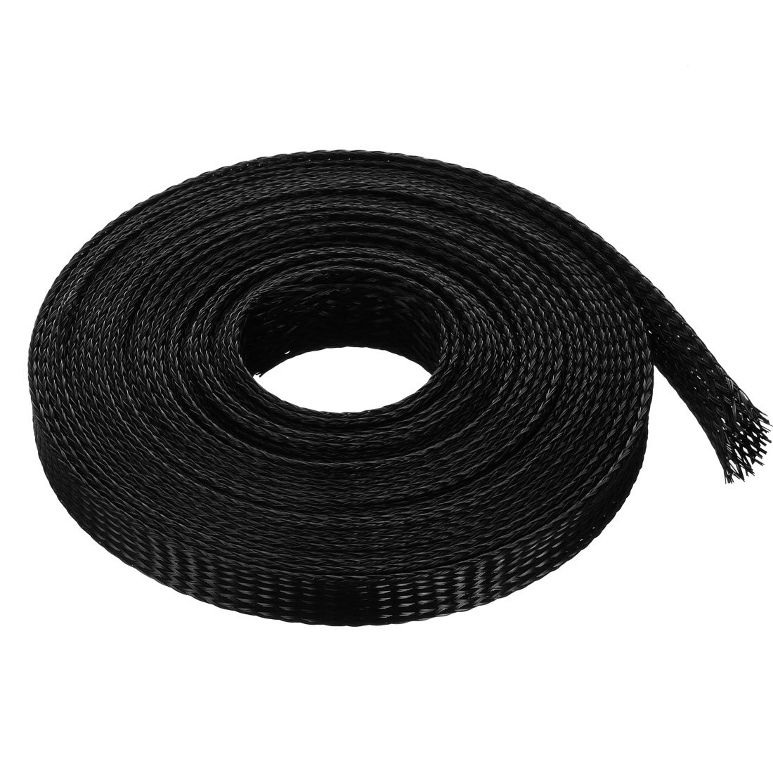 sourcing map PET Sleeving 16.4 Feet 5m Long Expandable Cable Wrap 8mm Diameter Wire Sheath Black