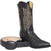 Western Shops Mens Leather Crocodile Alligator Design Cowboy Western Boots with Free Belt