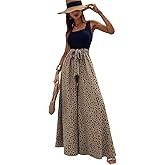 Yajedo Women's Jumpsuits Dressy Casual Summer Loose Wide Leg Tank Top Jumpsuit with Belt