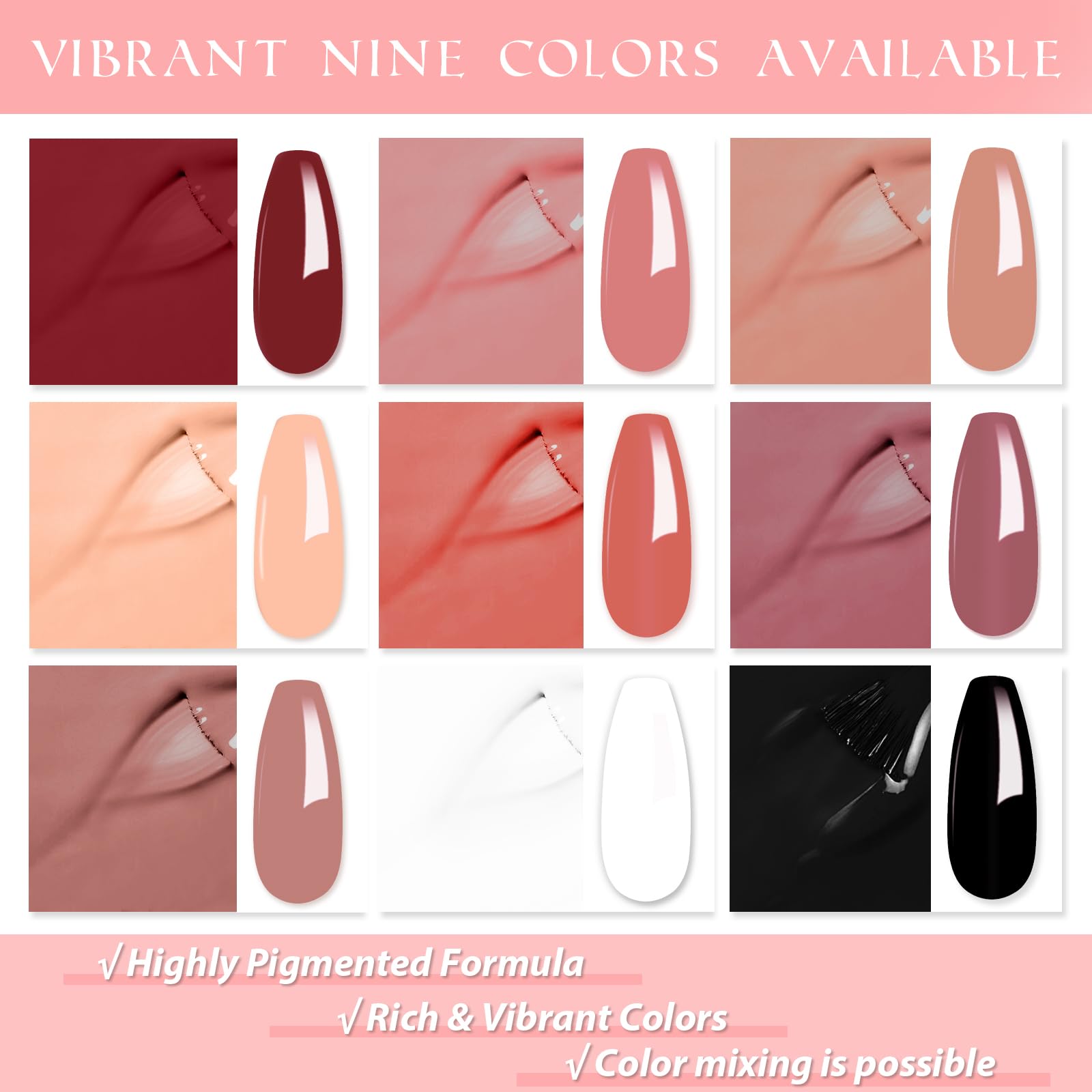 U-Shinein Gradient Painting Gel, 9 Colors Ombre Gel Nail Polish with 100Pcs Nail Sponges & 4 Claws Metal Grabber, Sponging Gel Nail Polish for Ombre Nails Aura Nails, French Manicure DIY Nail Art (01) - Image 3