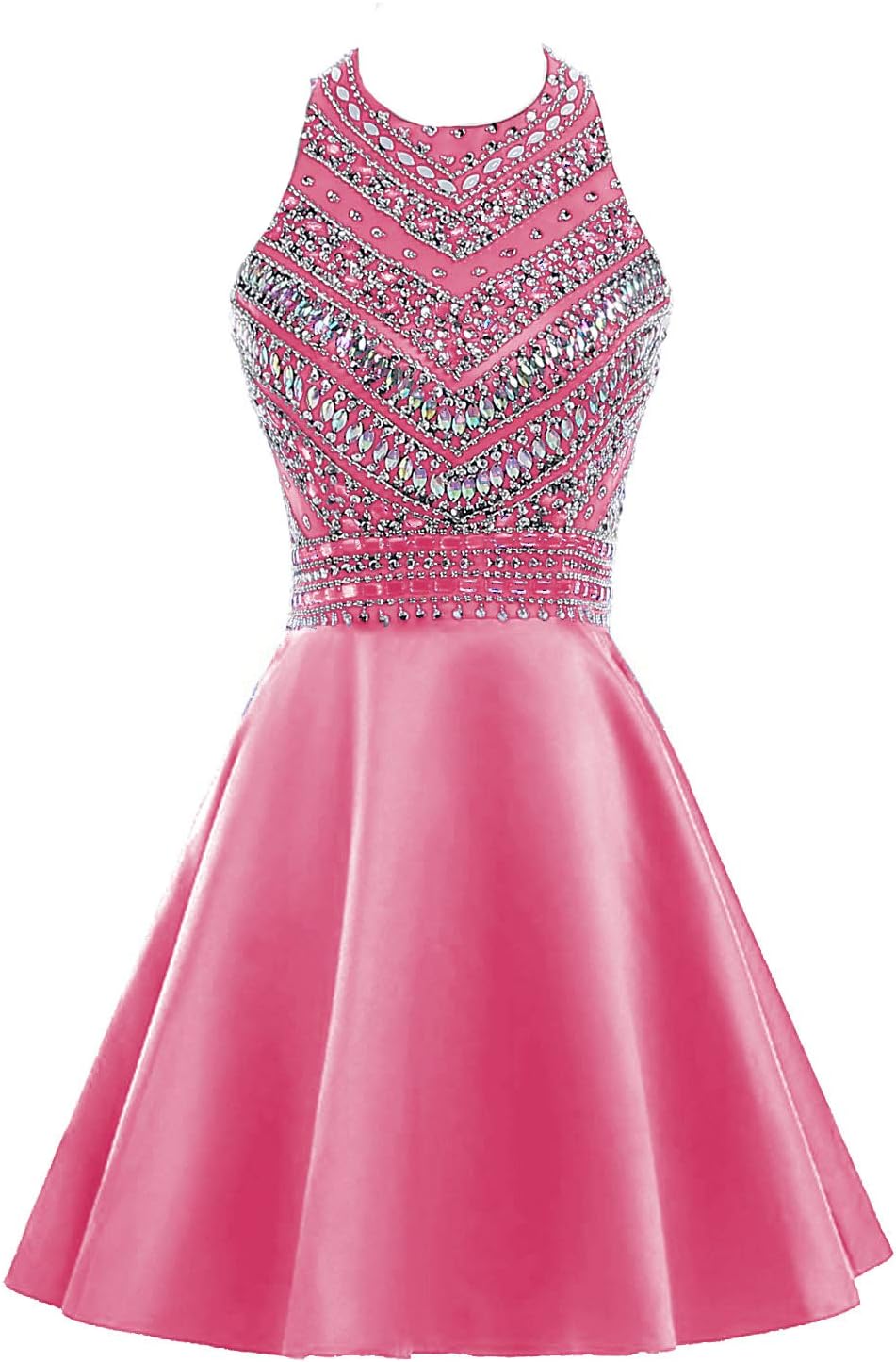 HEIMO Women's Sparkly Beaded Homecoming Dresses Sequined Prom Gowns Short H212