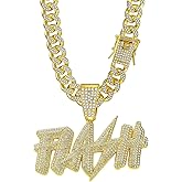 EDINGM Miami Cuban Link Chain for Men, Gold/Silver Plated Diamond Necklace, Iced Out Hip Hop Jewelry Gift