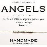 Christian 18K Gold Morse Code Bracelet for Her | Minimalist Bible Verse Jewelry for Women | Ladies Religious Dainty Gold Beaded Jewellery with Inspirational Words of Encouragement | Encouragement Catholic Gift for Mom, Daughter, Wife, Friend, Sister