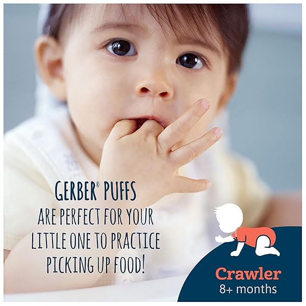 GERBER STAGE 3 BABY SNACKS, STRAWBERRY APPLE PUFFS, PUFFED GRAIN SNACK, BABY LED FEEDING, IRON & CHOLINE, STRAWBERRY APPLE PUFFS SNACKS
