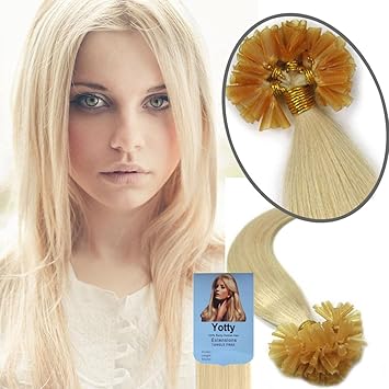 Amazon Com Yotty Double Drawn Thick Hair Extensions Pre Bonded