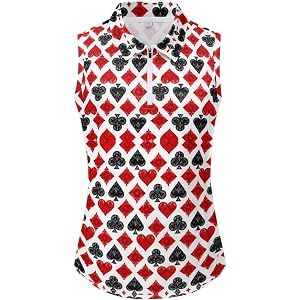 Women's Sleeveless Golf Shirts Quick Dry Moisture Wicking Ladies Funny Golf Polo Shirt Zip Tank Top