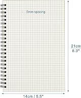ZCZN A5 6 Pack Squared Notebook 5mm Graph Grid 120 Pages 80gsm Spiral view 2
