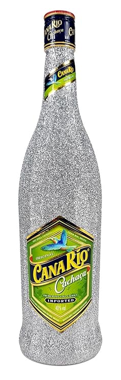Canario Cachaca Zuckerrohrschnaps 70cl (40% Vol) Bling Bling Glitzerflasche in silber -[Enthält Sulfite]