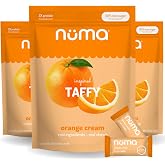 Numa Taffy Candy &ndash; Orange Cream Made with Real &amp; Simple Ingredients &ndash; Low Sugar, High Protein, Low Calorie, All Natural &amp; Gluten Free Nutritious Taffy &ndash; 3 bags with 10 Individually Wrapped Chews Each