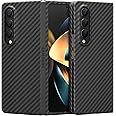 memumi Real Carbon Fiber for Samsung Galaxy Z Fold 4 5G Case, Sturdy Durable Carbon 0.5 mm Slim Case for Galaxy Z Fold4 Carbon Fiber Aramid Fiber with Military-Grade Drop Protection Black