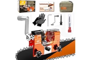 Chainsaw Sharpener, Portable Chainsaw Sharpening Jig Kit with Tungsten Burr & Storage Bag, Orange Hand-Cranked Sharpening Too