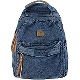 KAOBIO Vintage Aesthetic Denim Backpack for Women Men Grunge Y2k Travel Jeans Rucksack College Retro Lightweight Daypack (Dark Blue)