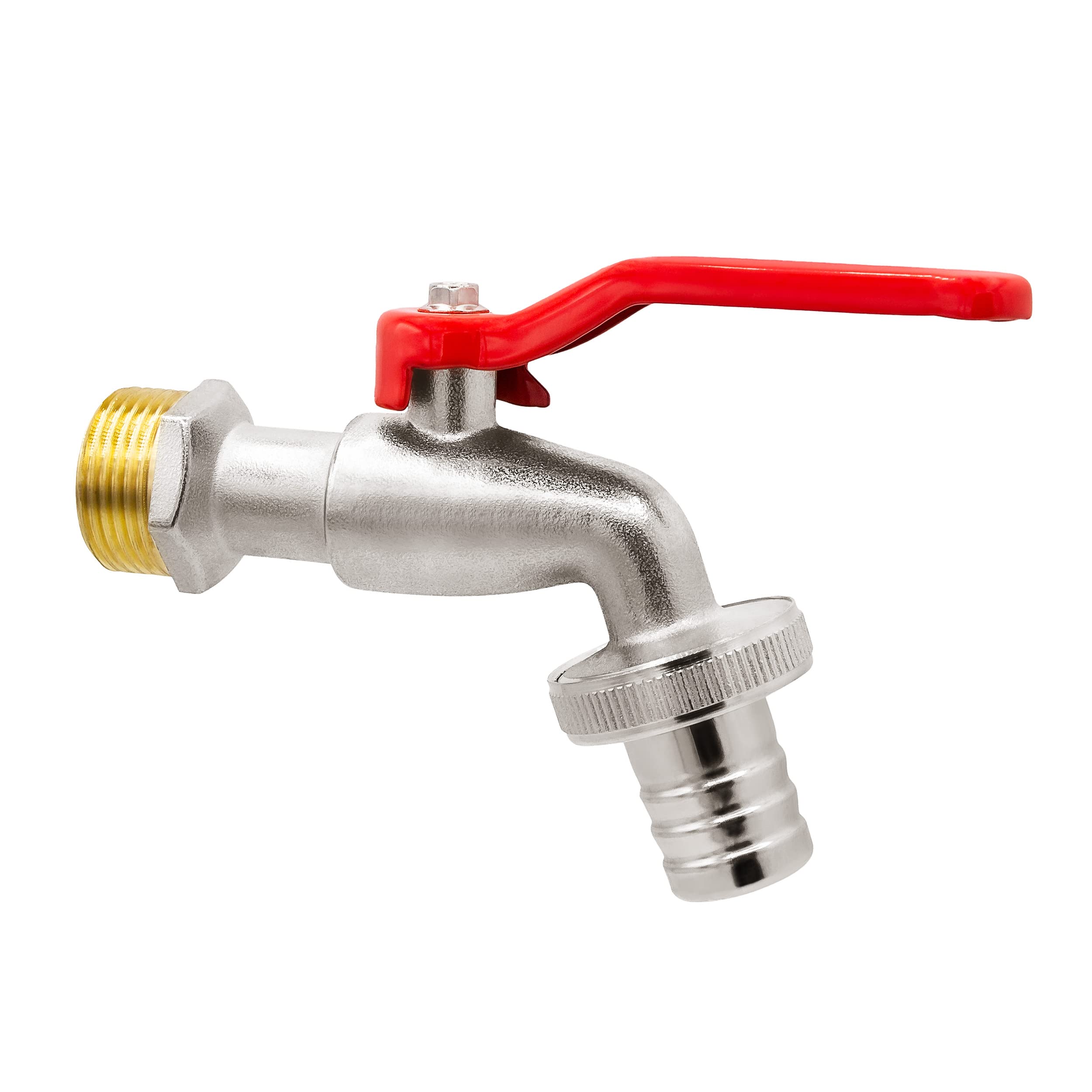 Variosan ball tap, brass, nickel-plated, with hose fitting
