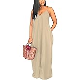 Maxi Dresses for Women Sexy Casual Spaghetti Strap Long Summer Sundress with Pockets