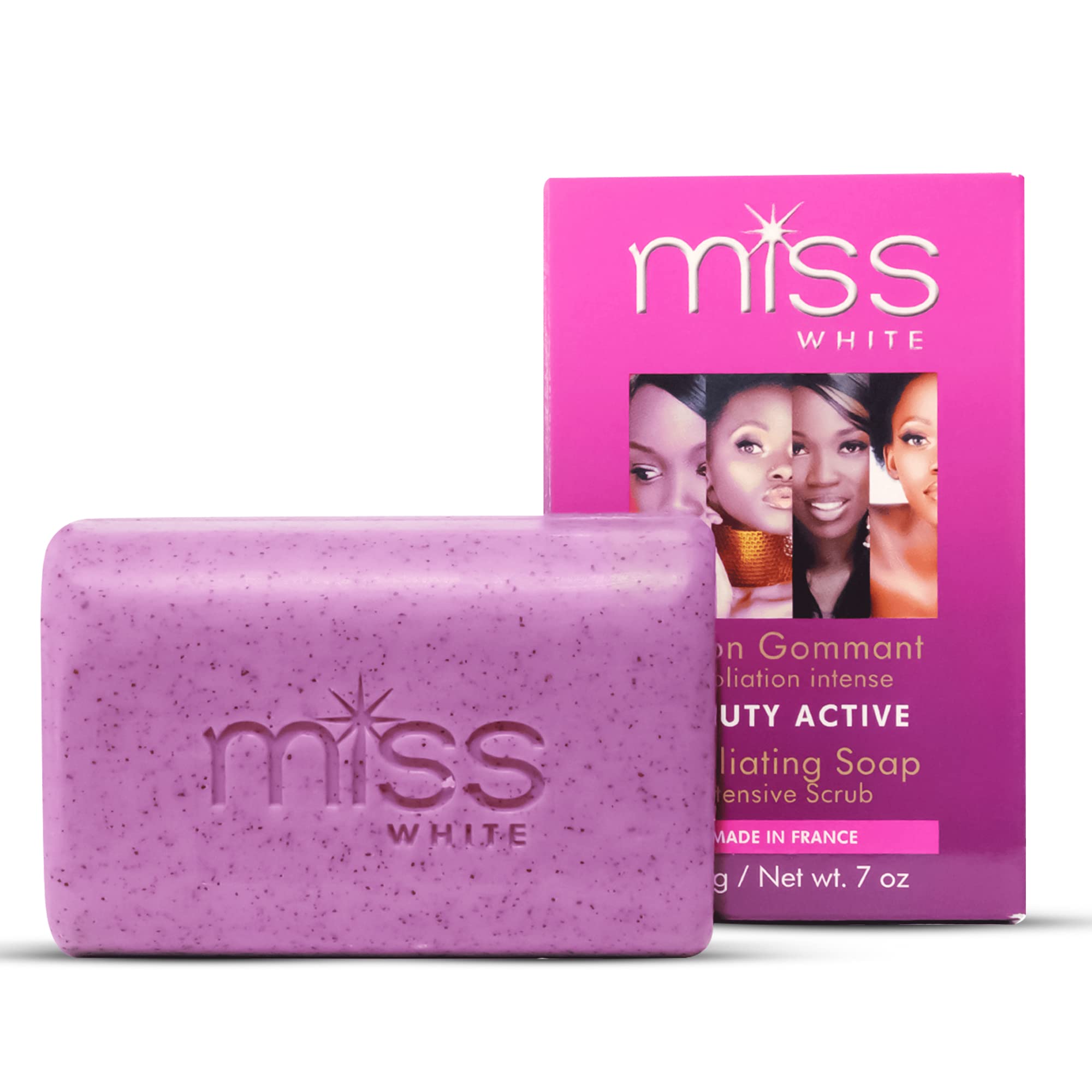 Fair & White Miss White, Exfoliating Soap Beauty Active | 7.7 oz / 200 | Skin Brightening Soaps for Face, Knees, Body