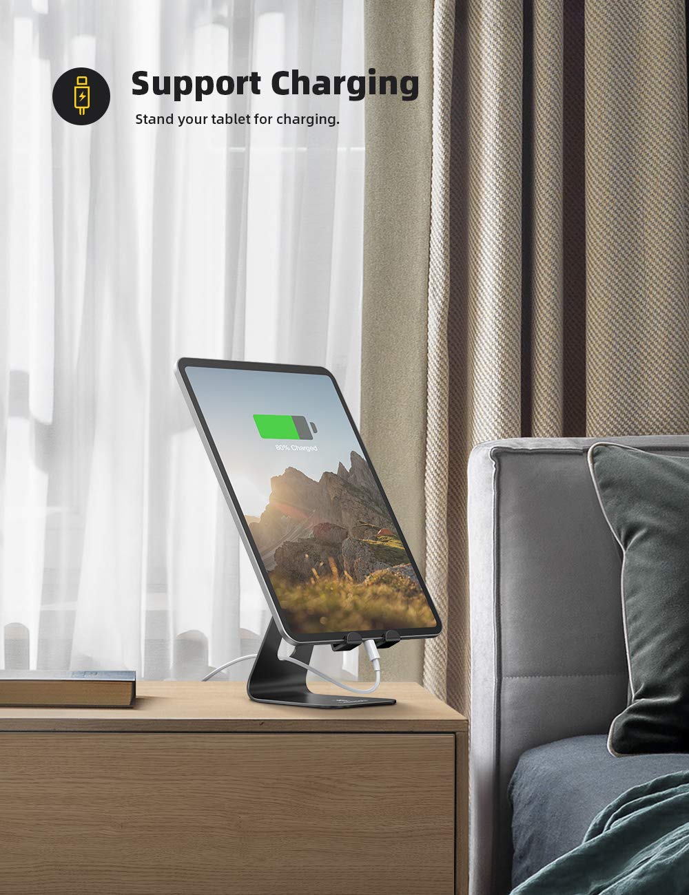 Lamicall Tablet Stand, Tablet Holder for Desk - Multi-Angle Adjustable Tablet Desktop Dock Cradle, Compatible with iPad Pro 11, 12.9, Air, Mini, Fire HD, Galaxy Tab, and Other 4-13