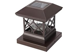 TWINSLUXES Fence Post Cap Light, LED Solar Lights for Deck Posts, Solar Post Caps Light Outdoor for 3.5x3.5/4x4/5x5 Posts, Wood or Vinyl Fence Deck Post, Warm Light (Brown)