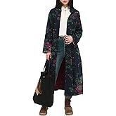 FioraMosaic Women's Linen Trench Coat - Boho Jacket Floral Penny Lane Style with Cotton Lining