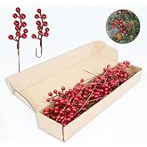LLZLL 32 Pack Christmas Tree Decorations, Artificial Red Berry Stems 6.5 Inch Christmas Berry Picks with Holly Berries for Xmas Winter Holiday Home DIY Ornaments