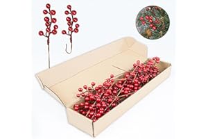 LLZLL 32 Pack Christmas Tree Decorations, Artificial Red Berry Stems 6.5 Inch Christmas Berry Picks with Holly Berries for Xmas Winter Holiday Home DIY Ornaments