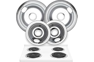 LINDA'S ESSENTIALS Electric Stove Drip Pans Set of 4 (2 x 6-Inch & 2 x 8-Inch) Replacement Chrome Drip Pans for Electric Stove Compatible with Frigidaire, Kenmore, Tappan & More - Stove Burner Drip Pan Replacements