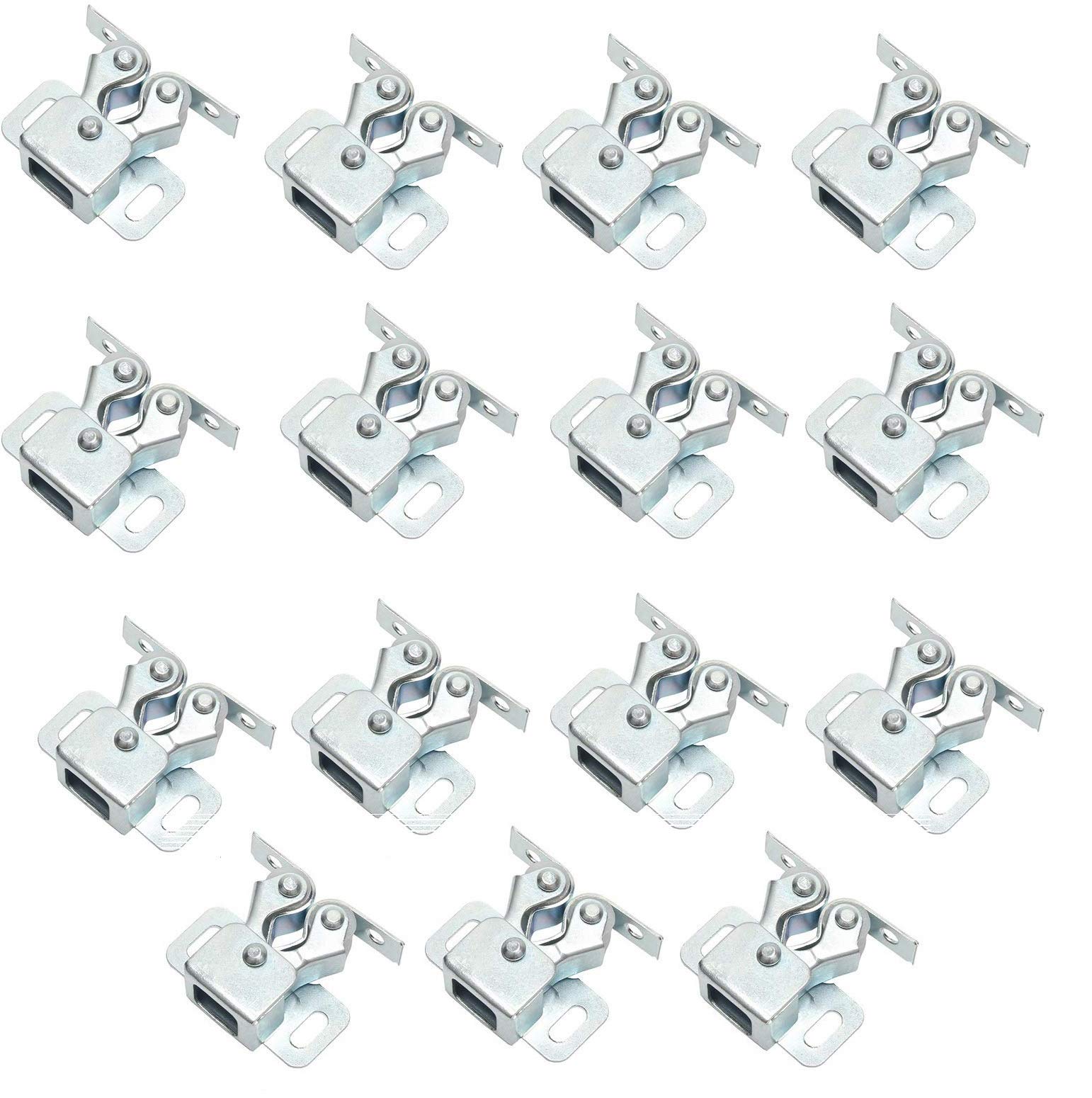 Merriway BH04744 (15 Pcs) BZP Double Roller Cupboard Cabinet Door Catch - Pack of 15 Pieces