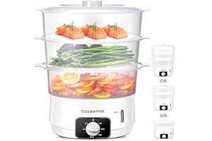 13.7QT Electric Food Steamer for Cooking, 3 Tiers Vegetable Steamer, 800W Fast Simultaneous Cooking, 60-Minute Timer, Veggies