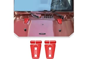JECAR 2PCS Hood Hinge Cover Trim Accessories for Jeep Wrangler JK JKU & Unlimited 2007-2018 (Red)