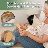 haakaa Wooden Baby Hair Brush Natural Wool Bristles in Carry Pouch view 4