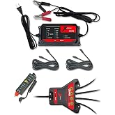 PulseTech 4-Station QuadLink 12V Battery Maintenance Kit | Includes XC400 Charger Mantainer, QuadLink, 12V Voltmeter and Two 25' Charger Lead Extensions