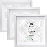 YiPinYin White 10x10 Inch Square Picture Frame Set of 3 8x8 Display