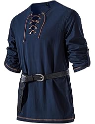 JEMITOP Men's Renaissance Costume Retro Lace Up