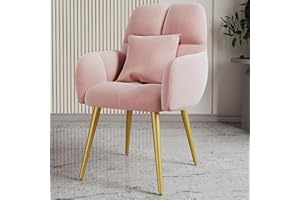 Velvet Vanity Chairs with Back, Makeup Girl Chairs Vanity Reception Chair with Pillow Upholstered Accent Chair with Gold Legs