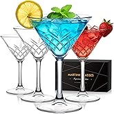 RACOBOT Martini Glasses Set of 4, Diamond Style Classic Crystal Glass Cocktail Glasses with Exquisite Box, Clear Hand Blown Coupe Glasses for Drink, Martini, Espresso Martini, Home Bar