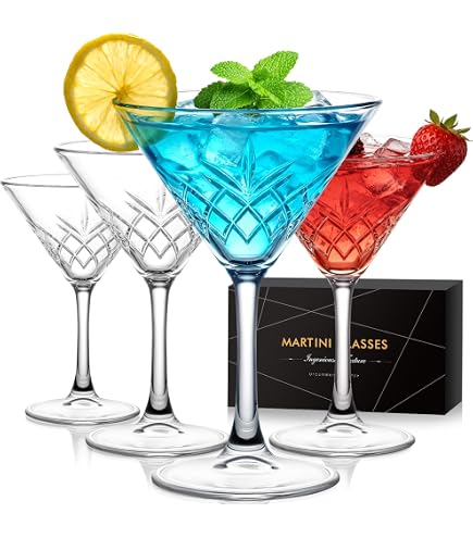 Gnimihz Etched Martini Glasses (Set Of 2) | 9 Oz Hand-Blown Crystal | Lead-Free - View #4