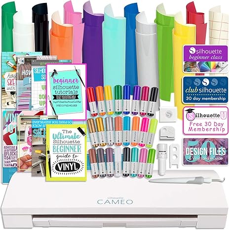 Silhouette Cameo 3 Bluetooth Bundle With 12x12 Inch Oracal 651 Vinyl 24 Sketch Pens Guide Books Online Class