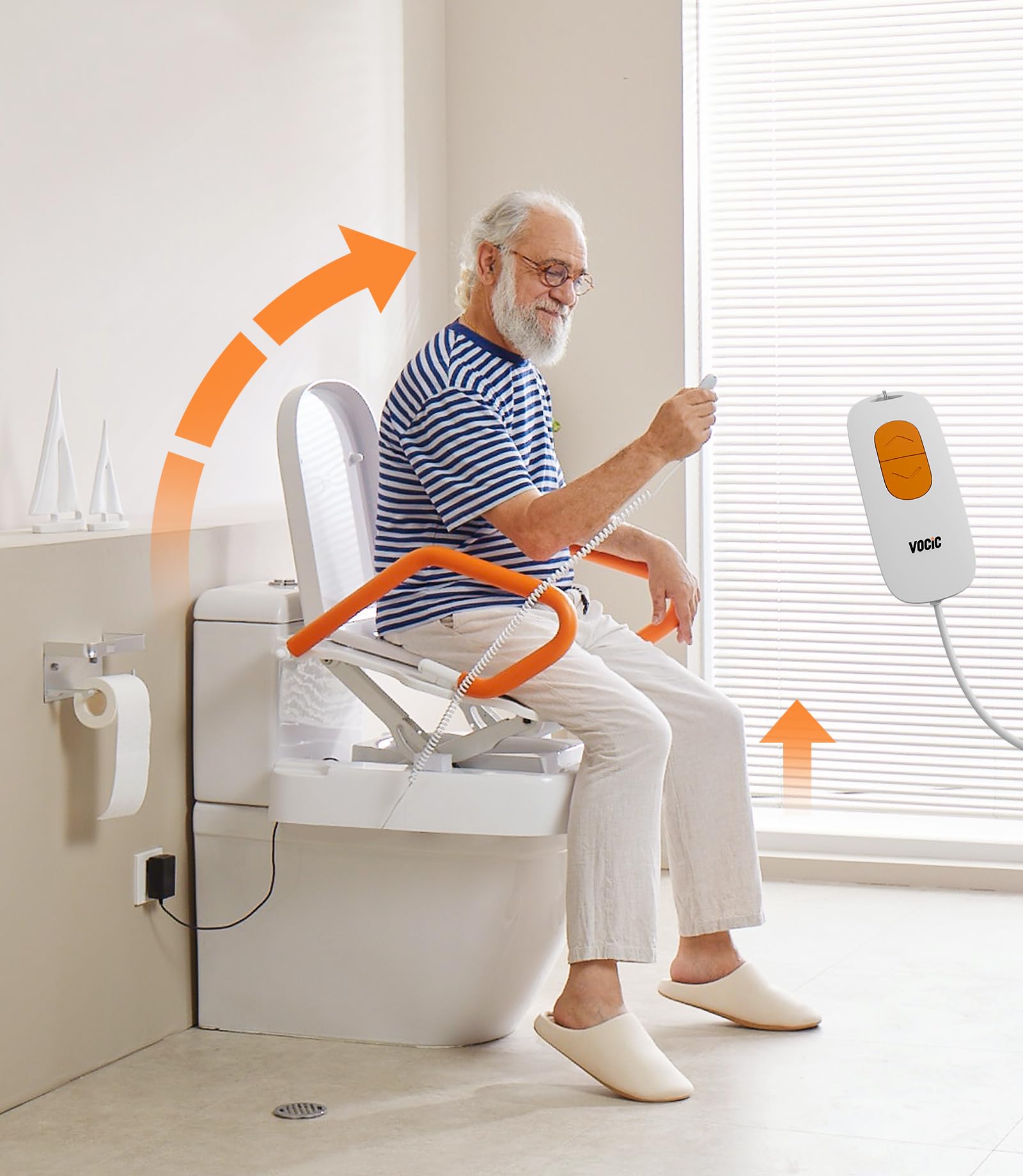 Photo 1 of ** NEW** VOCIC Electric Toilet Seat Lift, Electric Raised Toilet Seat, Powered Toilet Seat Riser with Handles, Toilet Lift Seat for Elderly, Support to 330LBS, AX12