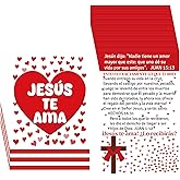 Fankya 240pcs Spanish Christian Valentines Cards Gospel Tracts Religious St. Valentine Romans Road Salvation Tracts Jesus Loves You Bible Cards for Evangelism Easter (Jesus Te Ama 4)