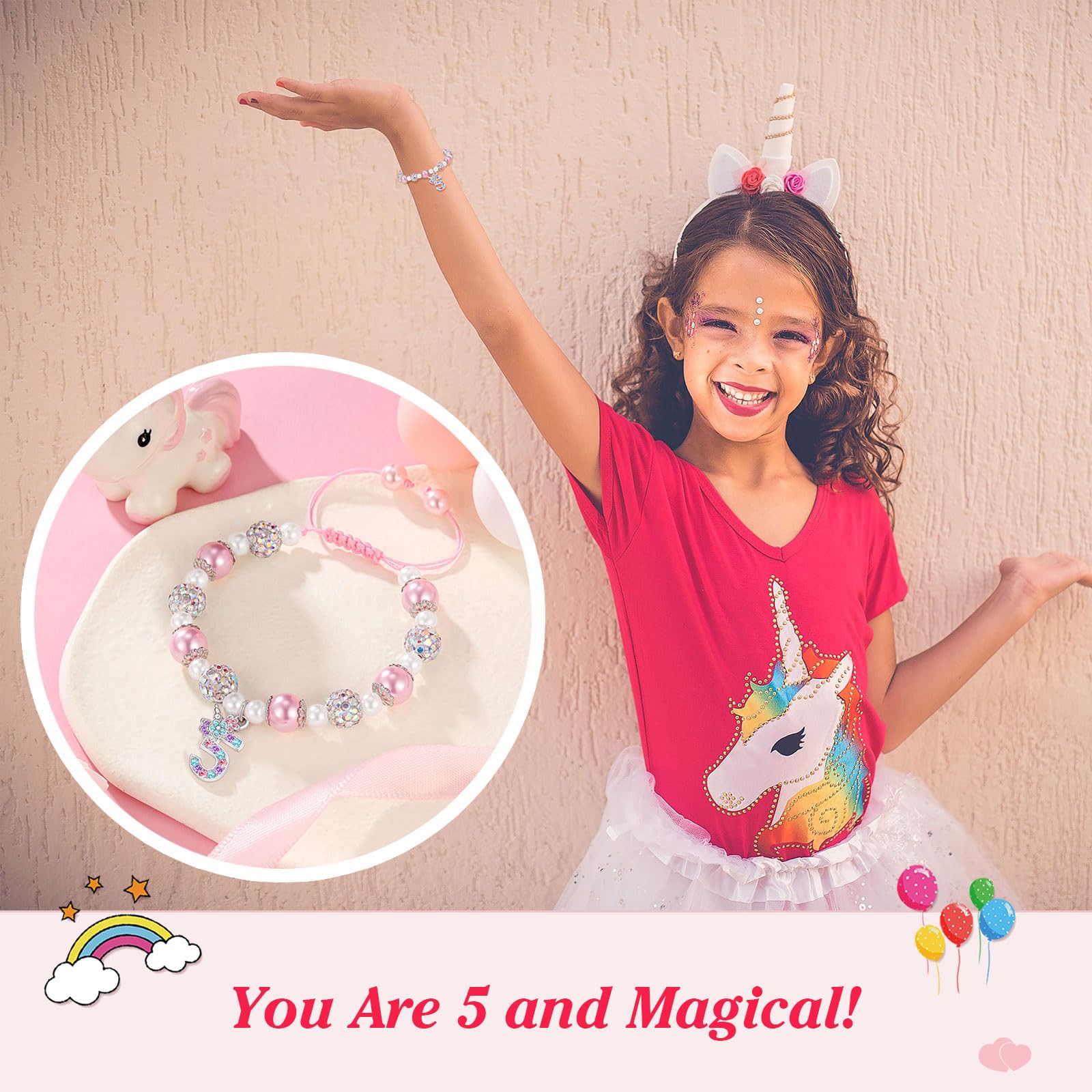 UPROMI Birthday Gifts for 3-12 Year Old Girl Unicorn Bracelet, Christmas Gifts for Daughter/Granddaughter/Niece