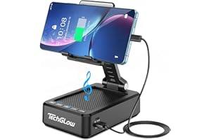 TechGlow Foldable Cellphone Stand with Bluetooth Speaker and Power Bank Birthday Gifts for Men Women Mother Father Boy Girl Teens Cool Tech Gadgets