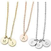 Initial Necklace for Mothers Women 1 - 5 Pendants Personalized Necklace with Kids Initials, Push Presents for New Mom Custom Multiple Letter Family Jewelry Grandma Grandchildren Mother's Day Gift