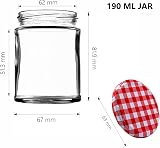 Offer Shop 190ml Glass Jam Jars with Red Gingham Lids - 8 Set view 3