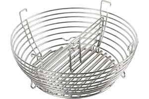 VANKEY Lump Charcoal Fire Basket with Removable Divider Charcoal Basket for Kamado Joe Classic Series, Large Big Green Egg High Quality Stainless Steel Grill Ash Baskets