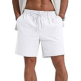 Sailwind Men's Linen Shorts 7" Casual Elastic Waist Drawstring Summer Beach Shorts