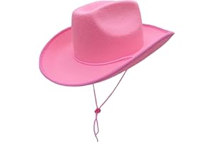 LAURVA Classic Plain Felt Cowboy Hat Cowgirl Hat for Women Men,Western Country Themed Bachelorette Party,Vibrant Colors