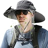 Solar Panel Powered Fan Built in Wide Brim Outdoor Fishing Hat USB Charging Men Ultralight Sun Bucket Mission Cooling Cap