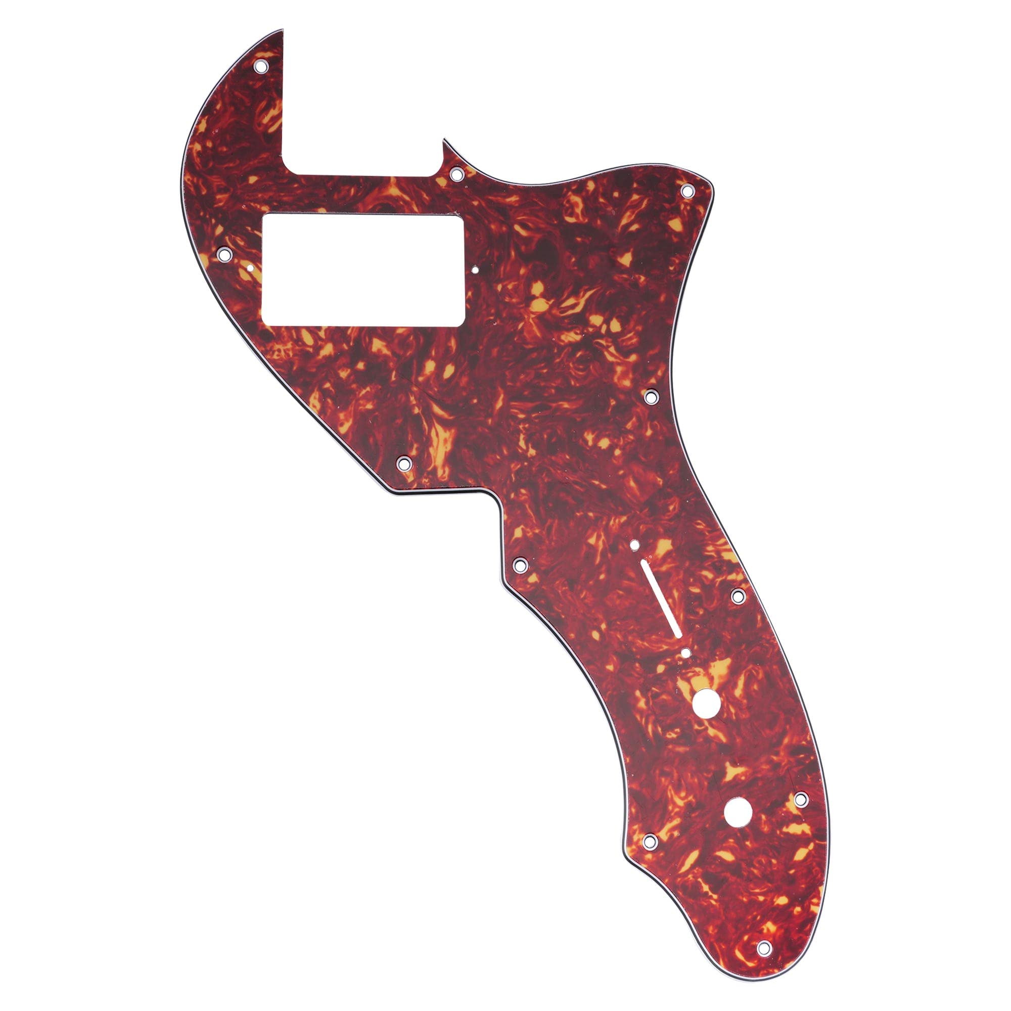 Musiclily Pro 11 Holes Single H Guitar Pickguard For USA Fender 69 Tele Thinline Style Electric Guitar, 4ply Vintage Tortoise